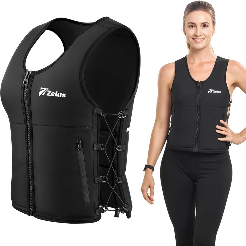 ZELUS Weighted Vest, 10&15lb. Z-Fit Weight Vest for Women Men with Adjustable Soft Iron Weights, Unisex Training Vest for Walking Strength Training, Workout Vest with Pockets Reflective Strip (Black, M/L) - Image 1